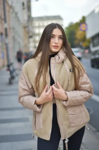 Kurtka  pikowana Paula I Camelowa