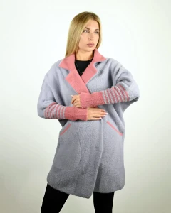 Kurtka z alpaki Alejandra I Jasnoszaro-różowa