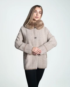 Kurtka z alpaki Antonella  XII Ciemno-camelowa