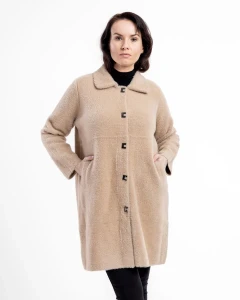 Kurtka z alpaki Clara II Camelowa - Plus Size
