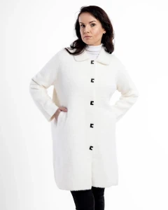 Kurtka z alpaki Clara II Biała - Plus Size