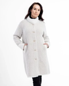 Kurtka z alpaki Clara III Biała - Plus Size