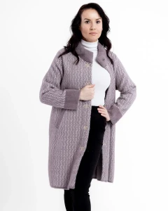 Kurtka z alpaki Clara III Jasno-Śliwkowa - Plus Size
