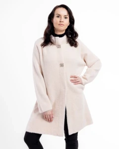 Kurtka z alpaki Clara IV Kremowa - Plus Size