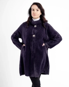 Kurtka z alpaki Clara IV Śliwkowa - Plus Size