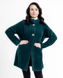 Kurtka z alpaki Clara IV Butelkowa zieleń - Plus Size