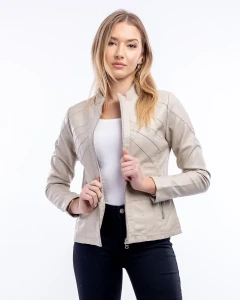 Skórzana kurtka ramoneska Rosa IV Beżowa