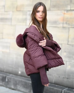 Kurtka puchowa Adriana I Bordowa