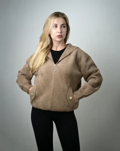 Kurtka z alpaki Antonella  V Ciemno-camelowa
