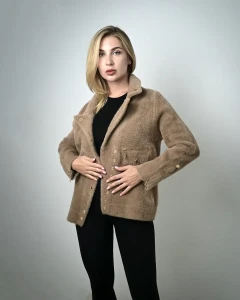 Kurtka z alpaki Antonella  IV Ciemno-camelowa