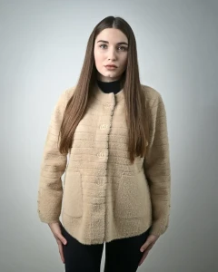 Kurtka z alpaki Antonella X Jasno-beżowa