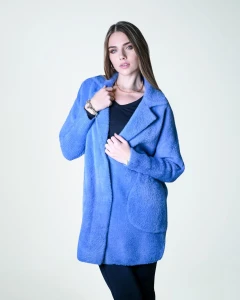 Kurtka z alpaki Alejandra II Jasno-niebieska