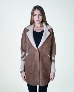 Kurtka z alpaki Alejandra I Brązowo-camelowa