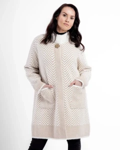 Kurtka z alpaki Clara VI Biała - Plus Size