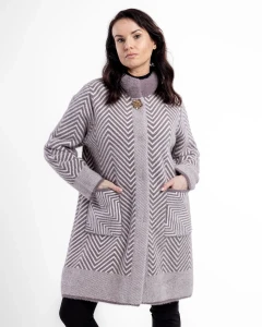 Kurtka z alpaki Clara VI Jasno-Śliwkowa - Plus Size