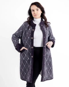 Kurtka z alpaki Clara VIII Śliwkowa - Plus Size