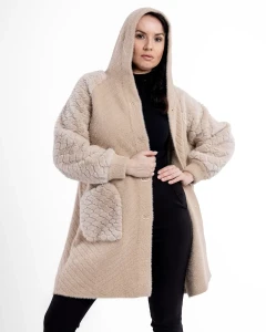 Kurtka z alpaki Clara IX Camelowa - Plus Size
