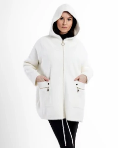 Kurtka z alpaki Clara X Biała - Plus Size