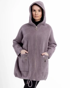 Kurtka z alpaki Clara X Śliwkowa - Plus Size