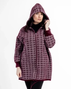 Kurtka z alpaki Clara XI Bordowa - Plus Size